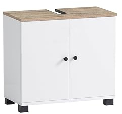 Schildmeyer Waschbeckenunterschrank Lugo 157427, kreideweiß/Wildeiche, 59,8 x 32,6 x 62,4 cm