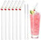 Glass Straws, Reusable 6pcs Bent Drinking Straws With 2 Cleaning Brushes - Clear for Smoothie, Milk, Coffee, Cocktail, Water, Juice