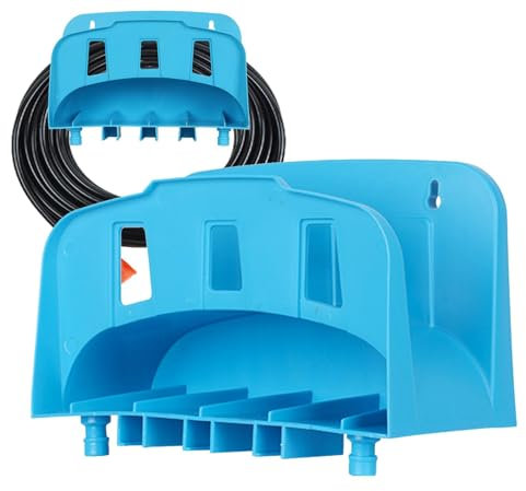 Estante de pared para manguera, estante multifuncional para manguera al aire libre, soporte de manguera de agua azul, estante de almacenamiento de manguera para cables de extensión, mangueras de