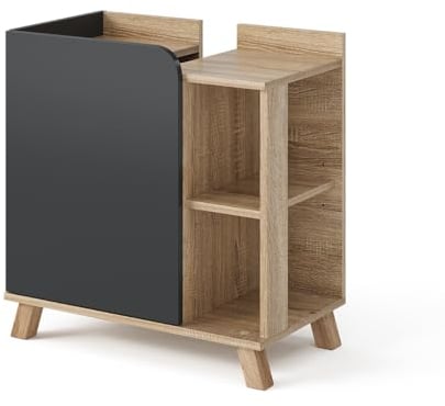 Vicco Meuble sous lavabo Karen, Sonoma/Anthracite, 60 x 65 cm avec Porte et Compartiments Ouverts