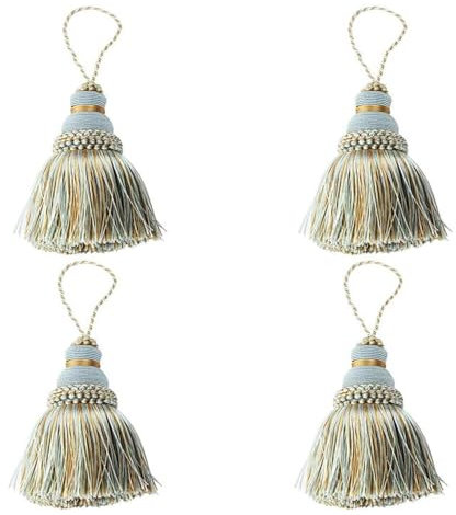 Fenghuangwu Elegant Polyester Tassel Key Tassel DIY Accessories for Furniture Light and Home Decoration 4 Packs (Mix blue)