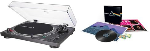 Audio-Technica AT-LP120X Piatto Audio Giradischi a Trasmissione Diretta, Nero, Analogico e USB & The Dark Side Of The Moon (Vinile Con Poster E Adesivi - 50Th Anniversary)