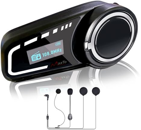 QSPORTPEAK M2C Kit Bluetooth Moto Duo avec écran LCD, Intercom 6 Casques 1000M Communication Système avec MP3 GPS FM Radio