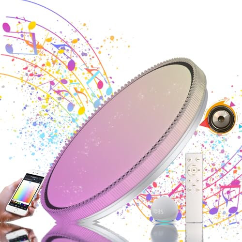 chysongoods-BZ LED Musik Deckenleuchte mit Bluetooth Lautsprecher Φ50cm 55W Sprach und APP-Steuerung Kompatibel Mit Alexa/Google Home RGB Farbwechsel Dimmbare Farbanpassung mit Fernbedienung