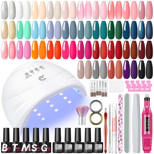 COSCELIA Kit Vernis Semi Permanent Complet, Ponceuse pour Ongles,35 Couleurs Vernis à Ongles, Lampe UV Ongles Gel, Base et Top Coat Kit Manucure Outils Accessoires Nail Art Kit Coffret Cadeau Femme