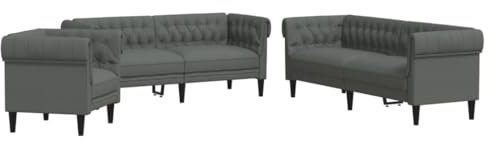 Willood Sofagarnitur Sofa Modernes Sofa für Wohnzimmer Schlafzimmer Büro Dunkelgrau Stoff 1-Sitzer + 2-Sitzer + 3-Sitzer