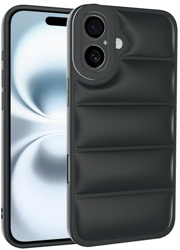 GTElectro Case for Apple iPhone 16, Puffer Jacket Design Soft Slim TPU Protective Cover with Camera Protection, Durable Phone Case, Shockproof Flexible iPhone 16 Case (Black)