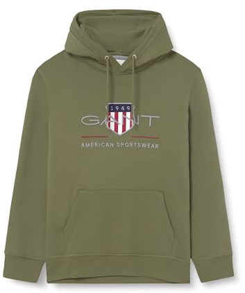 GANT REG Shield Hoodie, Green (moss green), XXL