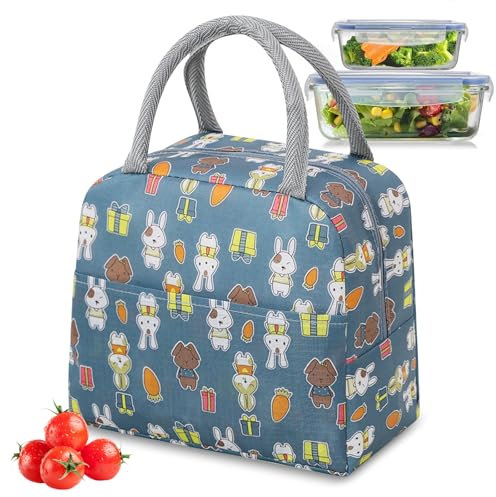 Funmo Lunch Bag,Süße Lunchbox-Tasche,Handtasche Lunchtasche Für Bento,Thermotasche Mit Folienfutter,Wasserdichte Faltbare Lunch Bag,Lunchbox Tragbar (Blau)