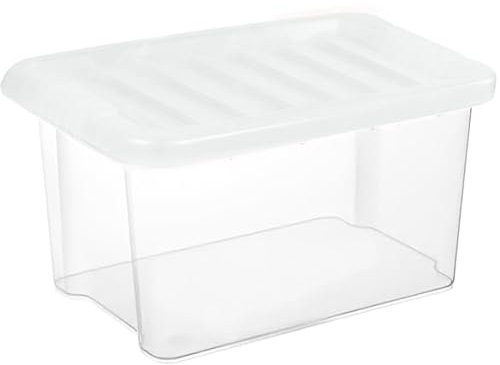 Buystarget 30L Storage Box With Clear Lid Large Plastic Storage Container Strong BPA Free Stackable Nestable Non Toxic Multipurpose Transparent Kitchen Home Office Toys Shoes Tidy Shelf Organisation