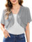 Aottori Damen Chiffon Bolero Festlich ärmellos Elegant Shrug Top Kurze Strickjacke Cardigan Open Front Bolerojacke Schulterjacke Grau L