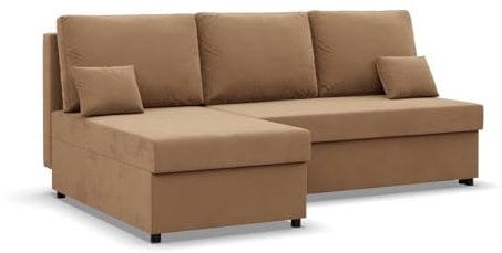 Mebligo Kemi - Ecksofa mit Schlaffunktion, Bettkastem, Komfort und Still, Schaum, braun (Mikrofaza 48)