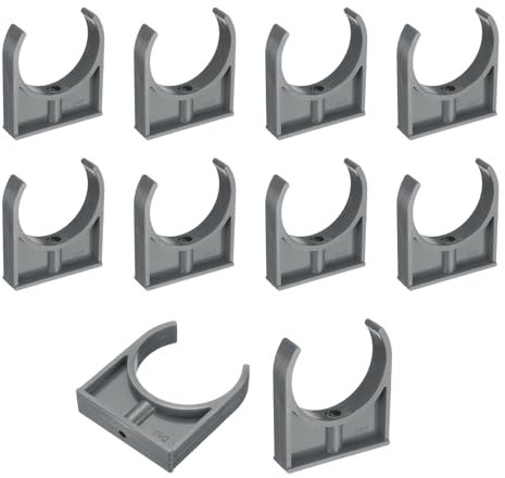 sourcing map 10 Pcs PVC Water Pipe Clamps Clips, 63mm ID U-Shaped Water Pipe Buckles Pipe Tubing Clamps Pipe Support Holder for 2 Water Pipe Tubing Hose TV Trays Hanger Support Tubing, Grey