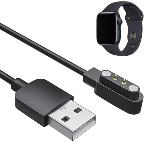 SopwMap USB-Ladekabel Magnetisches 4 mm für Smartwatch, Universal Smartwatch Ladekabel Magnetisch, Magnetisches für Smartwatches, USB 2 polig Magnetisch Ladegerät für Smart watch, 60cm Länge