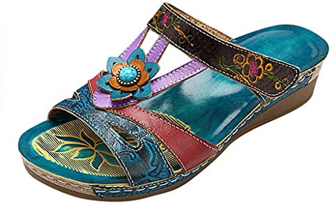 Sandales Femmes Nu-pieds Orthopédique Compensées Sandale Confortable de Plage Offre de Printemps Pantoufles Femme ete Respirantes Semelles épaisses Anti-dérapant Chaussures Bohemia Romain Sandals