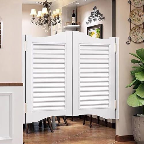 TRAGLO Puerta abatible de madera Puerta De Partición Moderna Puertas batientes con bisagras de metal (Partición de entrada) Cierre automático para cocina, tienda, bar, escaleras(Blanco,80x90cm(31.5x35
