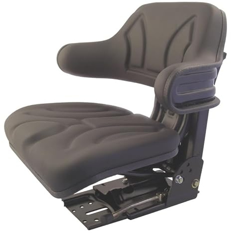 Traktorsitz VS200 gefedert Universal für Landmaschinen – PVC Kunstleder, 50–120 kg, Federung 100 mm, Längs- & Neigungsverstellung, ergonomischer Sitz für Schlepper & Traktor