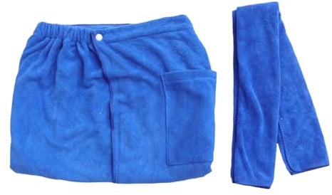 MUCKLILY Herrren Baderock aus Mikrofaser Korallenvlies Saugfähiger Strandbademantel mit Tasche Leichtes Hotel Handtuch für Sauna und Bad