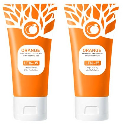 Orange Peeling Gel Porenreiniger Gesicht Tief Gesichtspeeling Face Und Body Exfoliating ScrubGel Für Damen,Für Alle Gesicht Tiefenreinigung Und Feuchtigkeitsspendende (100g) (2 Stück)