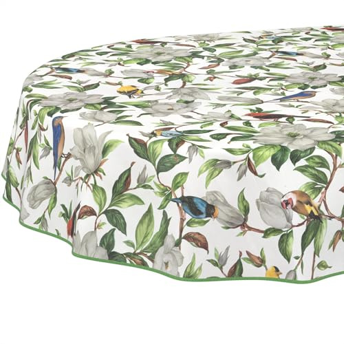 Wachstuchtischdecke Tischdecke abwaschbar Wachstischdecke pflegeleicht wasserabweisend Lotuseffekt Gartentischdecke Kalibri Oval 160 x 140 cm mit Saum (Eingefasst)