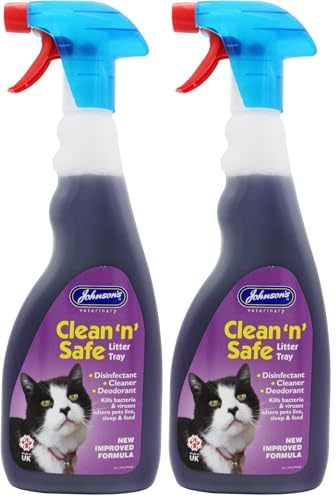 Johnsons Clean and Safe Litter Tray Disinfectant Spray 500ml, Kills Germs, Bacteria and Viruses, Fresh Scent (Pack of 2)