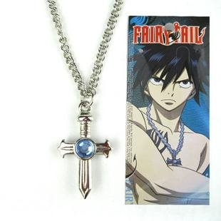 Fairy Tail Halskette mit Kreuzanhänger, Blau