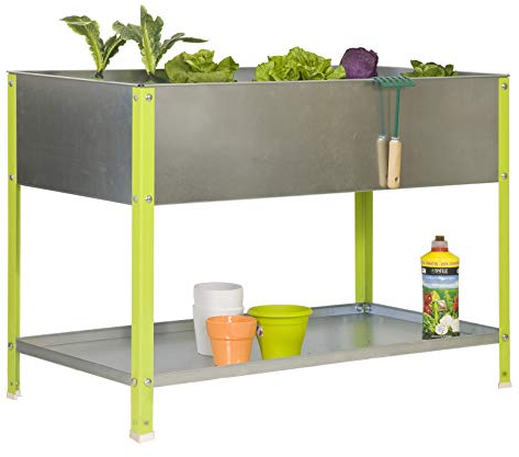 SimonRack Jardinieres Exterieures, Trous de Drainage, Capacité 200 L, 850x1200x600 mm Vert/Galvanisé -Simon Garden