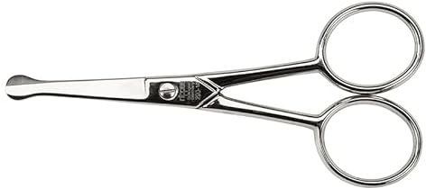 nippes Solingen Professionelle Herrenschere aus gehärteten Stahl | 10 cm | Ideal für Augenbrauen, Nasen- oder Ohrenhaare | Schere mit gebogener Klinge und Sicherheitsspitzen | Qualität aus Solingen