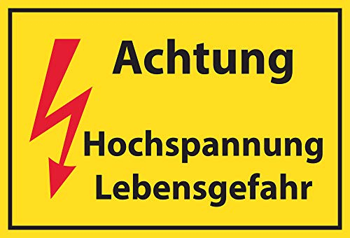 SCHILDER HIMMEL anpassbares Hochspannung Lebensgefahr Schild 29x21cm aus Kunststoff, Nr 513 eigener Text/Bild verschiedene Größen/Materialien