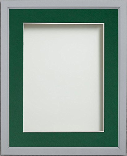 Frame Company Drayton Range 8x8-inch Grey Picture Photo Frame with Bottle Green Mount For Image Size 5x5-inch