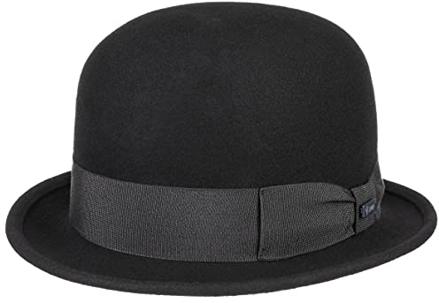 Lipodo Melone Wollfilzhut Damen/Herren - Filzhut aus Wollfilz - Bowler mit Ripsband - Hut Made In Italy - Hutklassiker Sommer/Winter - Anlasshut schwarz L (58-59 cm)
