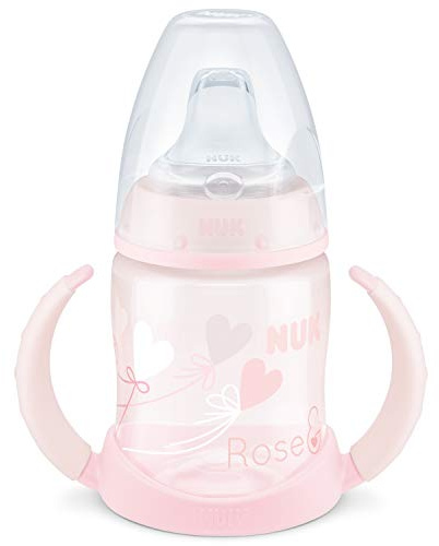 NUK Baby Rose First Choice Trinklernflasche, auslaufsicher, 150 ml, 6-18 Monate, 1 Stück, rosa