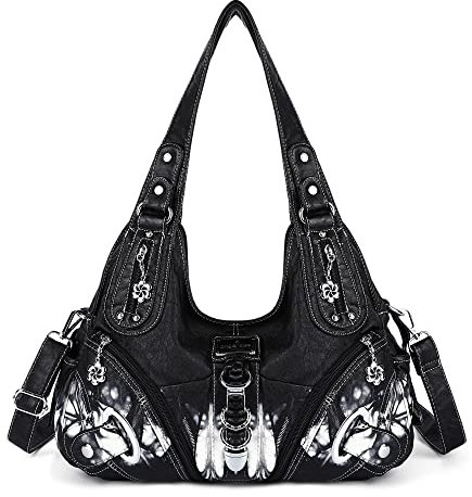 Angelkiss Hobo börsen und Handtaschen für Damen Satchel Handtasche Frauen börsen Groß Täglich Schultertasche, (Z-schwarz), Large