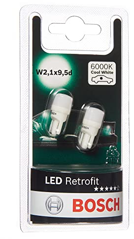 Bosch W5W LED Retrofit Lámparas para vehículos, 12 V 1 W W2, 1x9, 5d, Lámparas x2