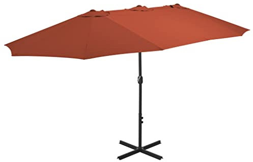 vidaXL Sonnenschirm mit Aluminium-Mast 460x270 cm Terrakotta