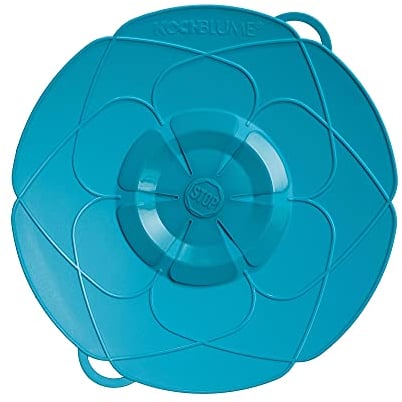 Kochblume The Original, Silicone Boil Over Protector for Pots and Pans, Microwave Lid, Splash Guard and Steamer Attachment (Turquoise, L, Pot Size 14-24 cm)