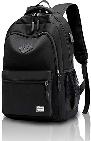 Zaino impermeabile per ragazzi e ragazze con porta di ricarica USB, Nero (Nero) - .