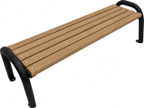 Primario Grande Gartenbank Holz ohne Rückenlehne, 200 cm - Tik | Massives Fichtenholz & pulverbeschichteter Stahl, bis 500 kg, wetterfest, Sitzbank für Garten, Terrasse & Park, Primario