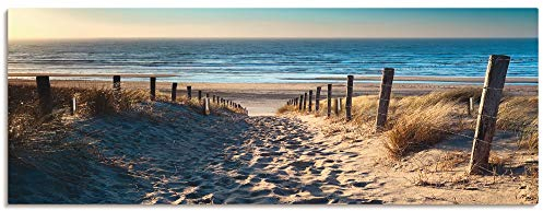 ARTLAND Schlüsselbrett Schlüssel Schmuck Organizer Hakenleiste Deko Wandhalterung Holz mit 4 Haken 40x15 cm Dünen Strand Nordsee T9IP