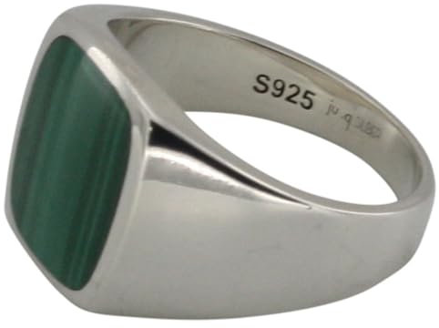 Feiner Siegelring aus 925er Silber mit Malachit, Größe:56 (17.8 mm)