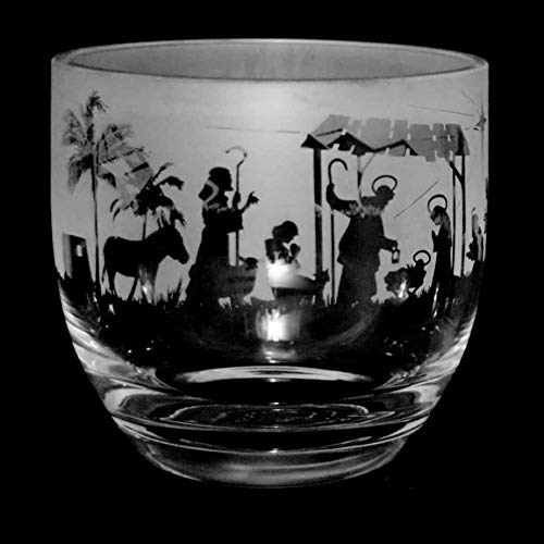 Milford Collection Animo Kerzenhalter für Stumpenkerzen, Glas, Weihnachtskrippe