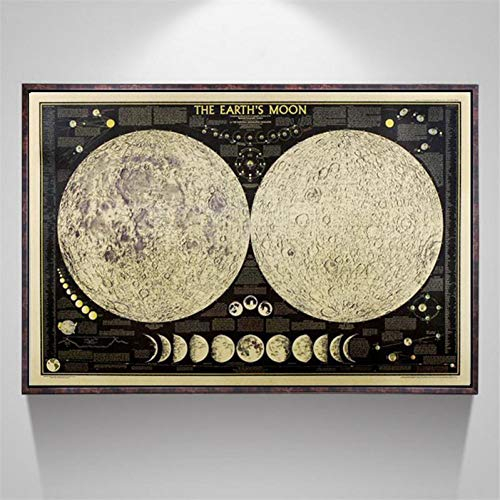 N / A Dekorative Drucke aus Leinwand Total Lunar Eclipse Retro Mond Kraft Papier Poster Home & Kitchen Cafe Dekorative Malerei Geschenke Home & Living Decor-60x80cm