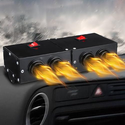 Riloer Riscaldatore portatile per auto 12V 360W - Sbrinatore Demister 4 porte Ventola calda - Adatto per tipi generali di auto - Riscaldamento rapido