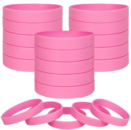 LVNRIDS Braccialetti in silicone 100 pezzi Rosa chiaro, 20.2 cm Braccialetti Elastici in Gomma per Feste Eventi Sportive, Riutilizzabile Braccialetto Colorati per Uomo Donna