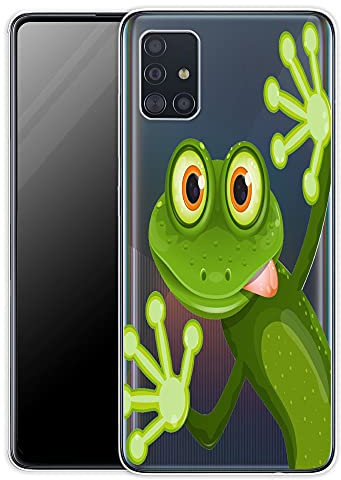 KX-Mobile Hülle für Huawei Y5P Handyhülle Schutzhülle aus weichem Silikon TPU Softcase mit Motiv 2167 grüner lustiger Frosch