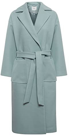 ICHI IHJANNET JA2 Damen Wintermantel Wollmantel Winterjacke mit Reverskragen Taschen und Gürtel, Größe:42, Farbe:Abyss (164404)
