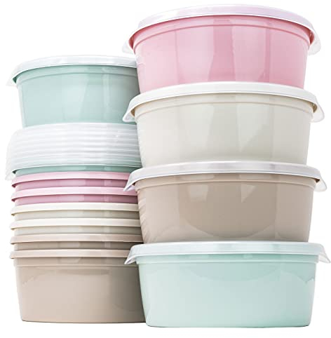 QILZO Pack 12 Recipientes de Plástico 1L para Comida Recipientes Redondos de Plástico Sin BPA Fiambreras Apto para Microondas, Lavavajillas, Congelador, Recipientes con Tapa