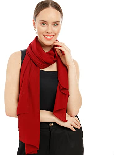 Chiffon Schal Damen Bordeaux - Seidenweich und Federleicht - Eleganter Halstuch Schal - Polyester Tuch Halstuch Damen Frühling Sommer - Pflegeleichtes Schaltuch - Damenschal Leicht (Bordeaux)