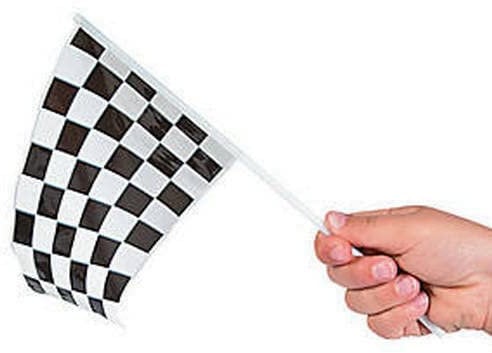 Pack of 12 - Plastic Black And White Chequered Flags - Racing