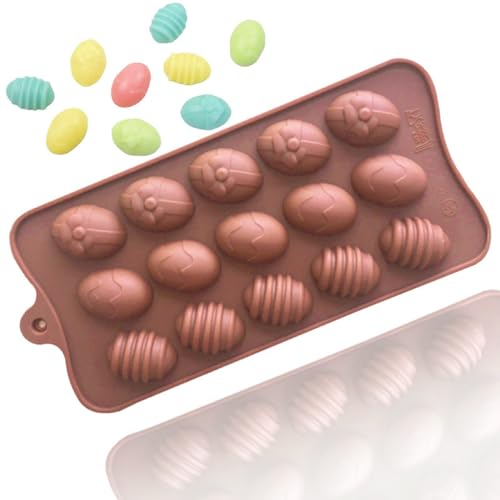 TTOA - 15 Cavities Easter Egg Chocolate Silicone Mould | Candy , Jelly, Ice Cube Non Stick Mould | Cake Decorating